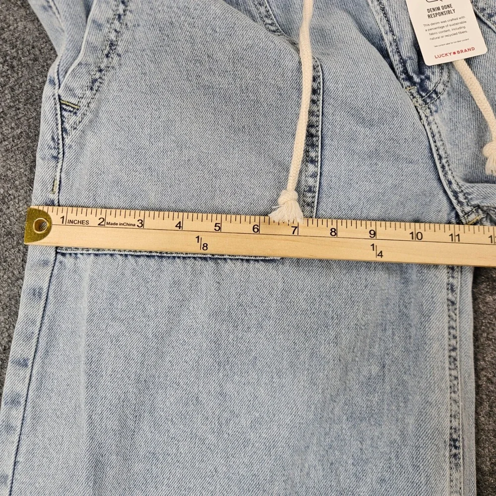 Lucky Brand Womens Wide Leg Utility Drawstring Jeans Light Wash Raw Hem Small